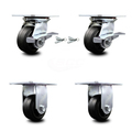 Service Caster 4 Inch Rubber on Steel Caster Brakes/Swivel Locks and 2 Rigid SCC, 2PK SCC-35S420-RSB-SLB-BSL-2-R-2